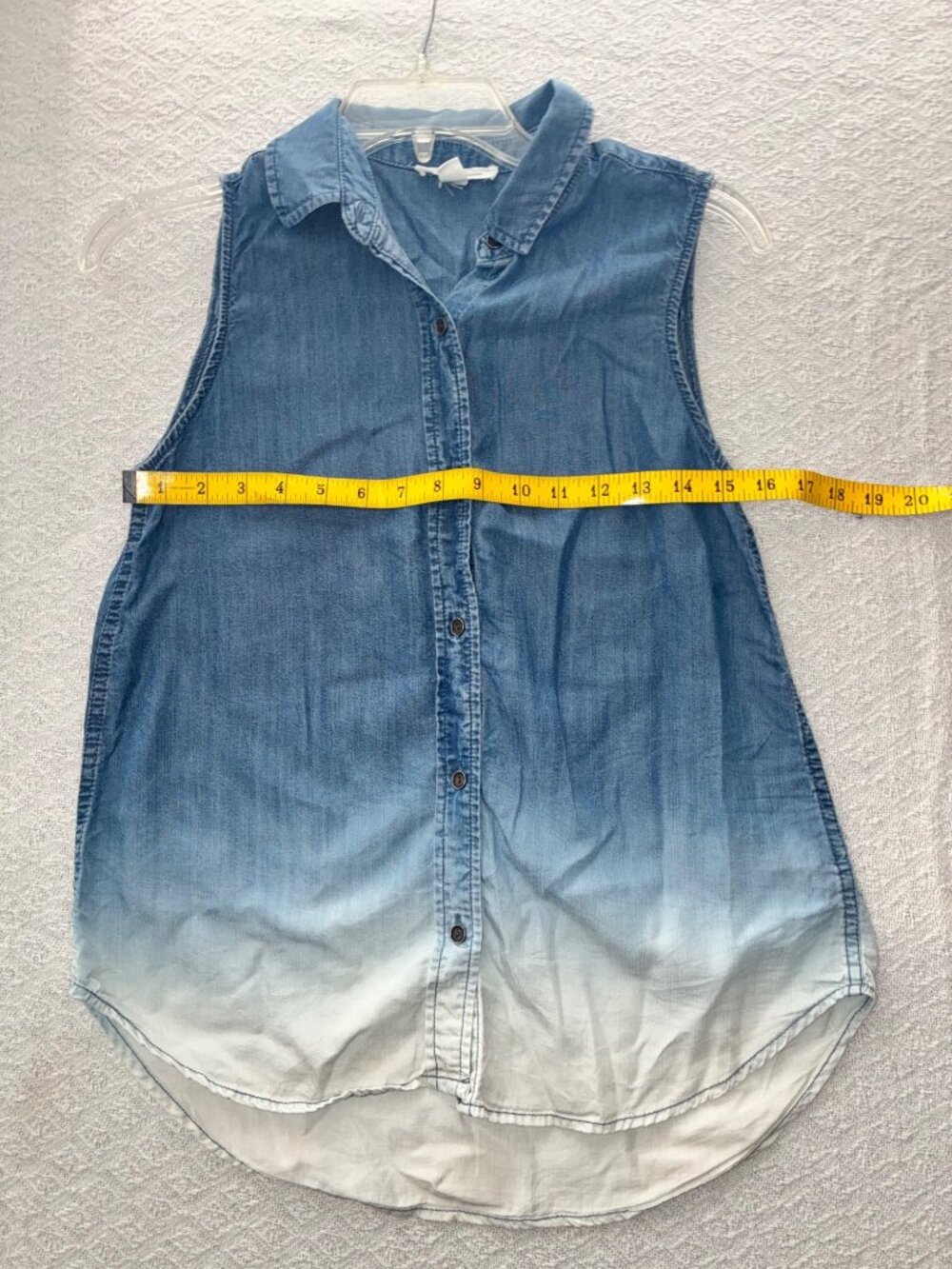Beachlunchlounge Ombre Sleeveless Button-Down Shirt Womens XS Blue/White - Picture 8 of 8